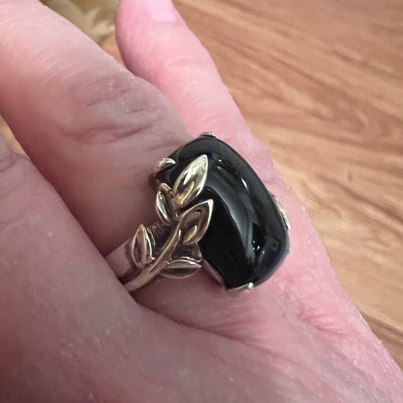 Michelle Albala Black Onyx Sterling Silver & Gold Vermeil Ring - Picture 7 of 11